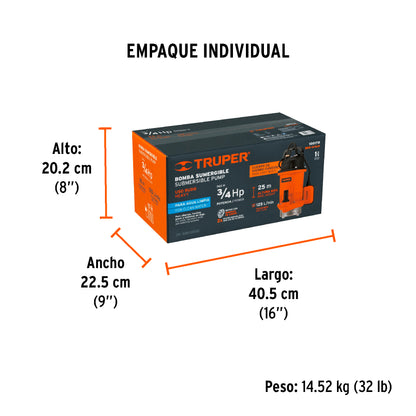 BOMBA PARA AGUA 3/4-HP TRUPER SUMERGIBLE