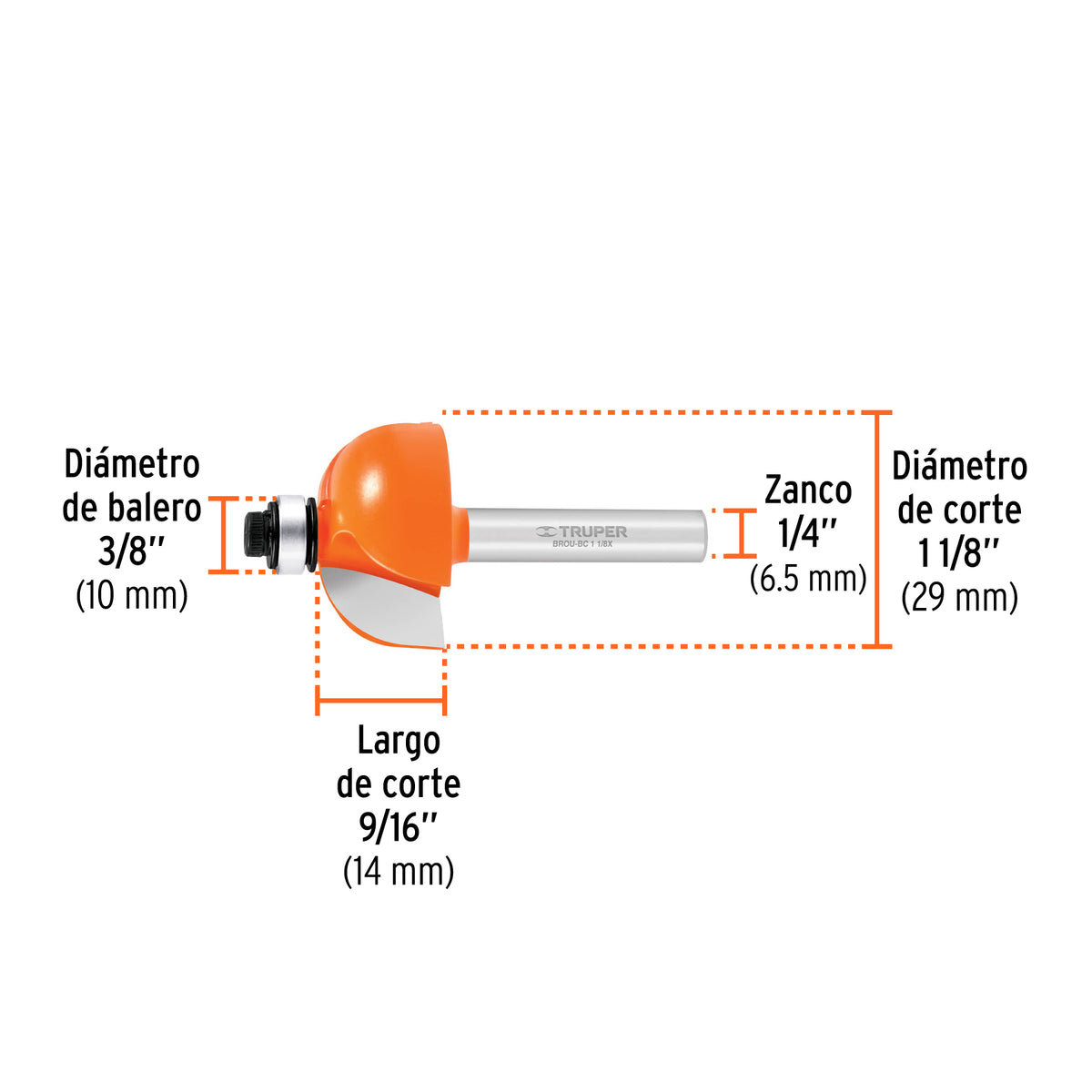 BROCA PARA ROUTER CUARTO BOCEL CON BALERO TRUPER