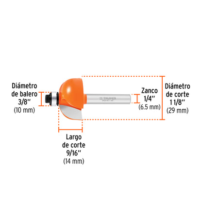BROCA PARA ROUTER CUARTO BOCEL CON BALERO TRUPER
