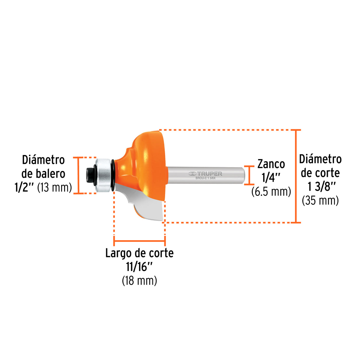 BROCA ROUTER 1-3/8X11/16 TRUPER CON BALERO
