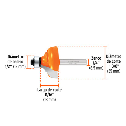 BROCA ROUTER 1-3/8X11/16 TRUPER CON BALERO