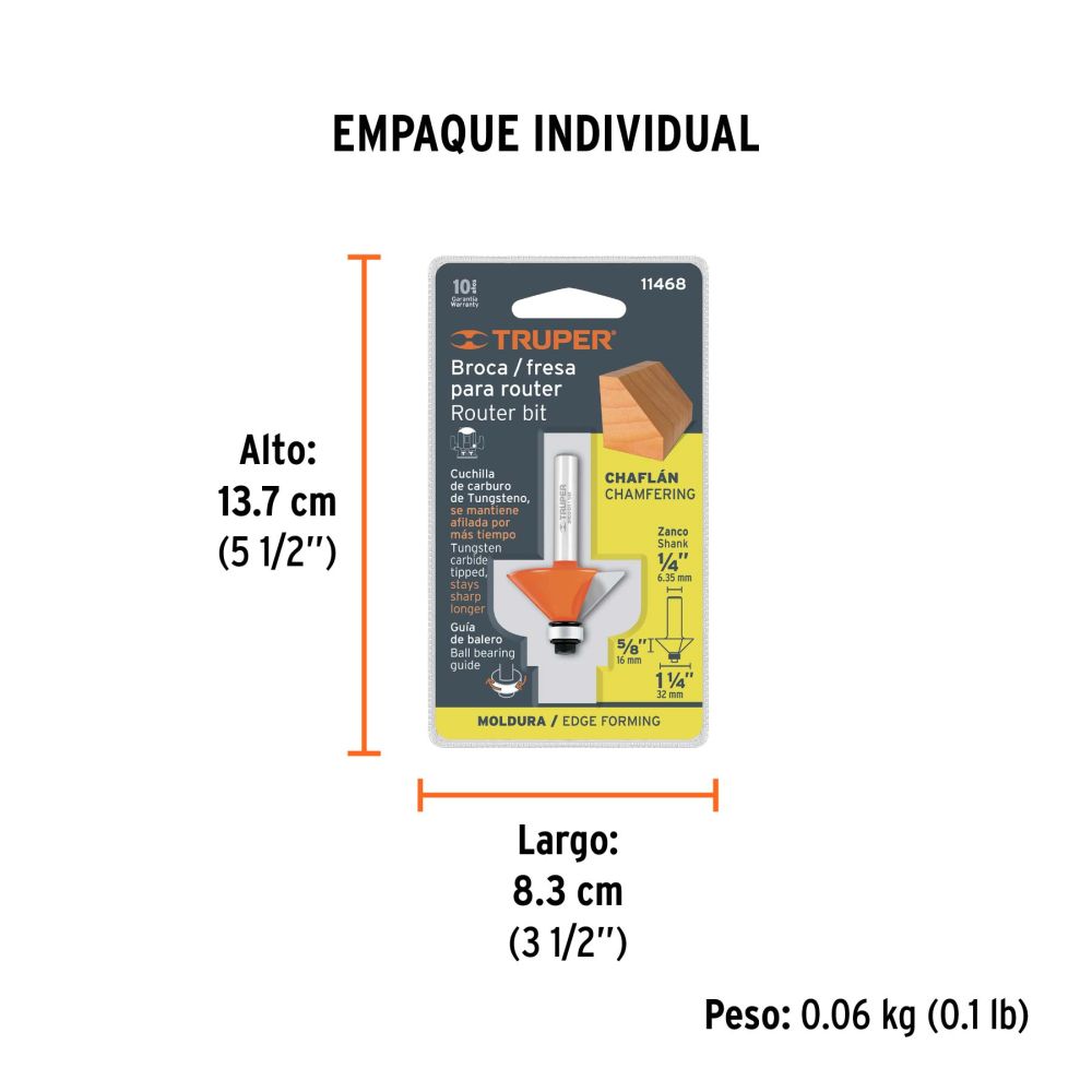 BROCA ROUTER 1-1/4 TRUPER 45/GRADOS