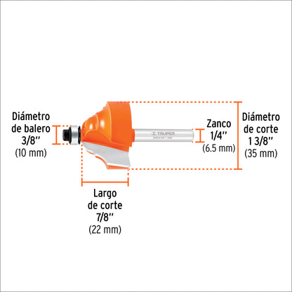 BROCA ROUTER 1-3/8 TRUPER DOBLE/ROMANA