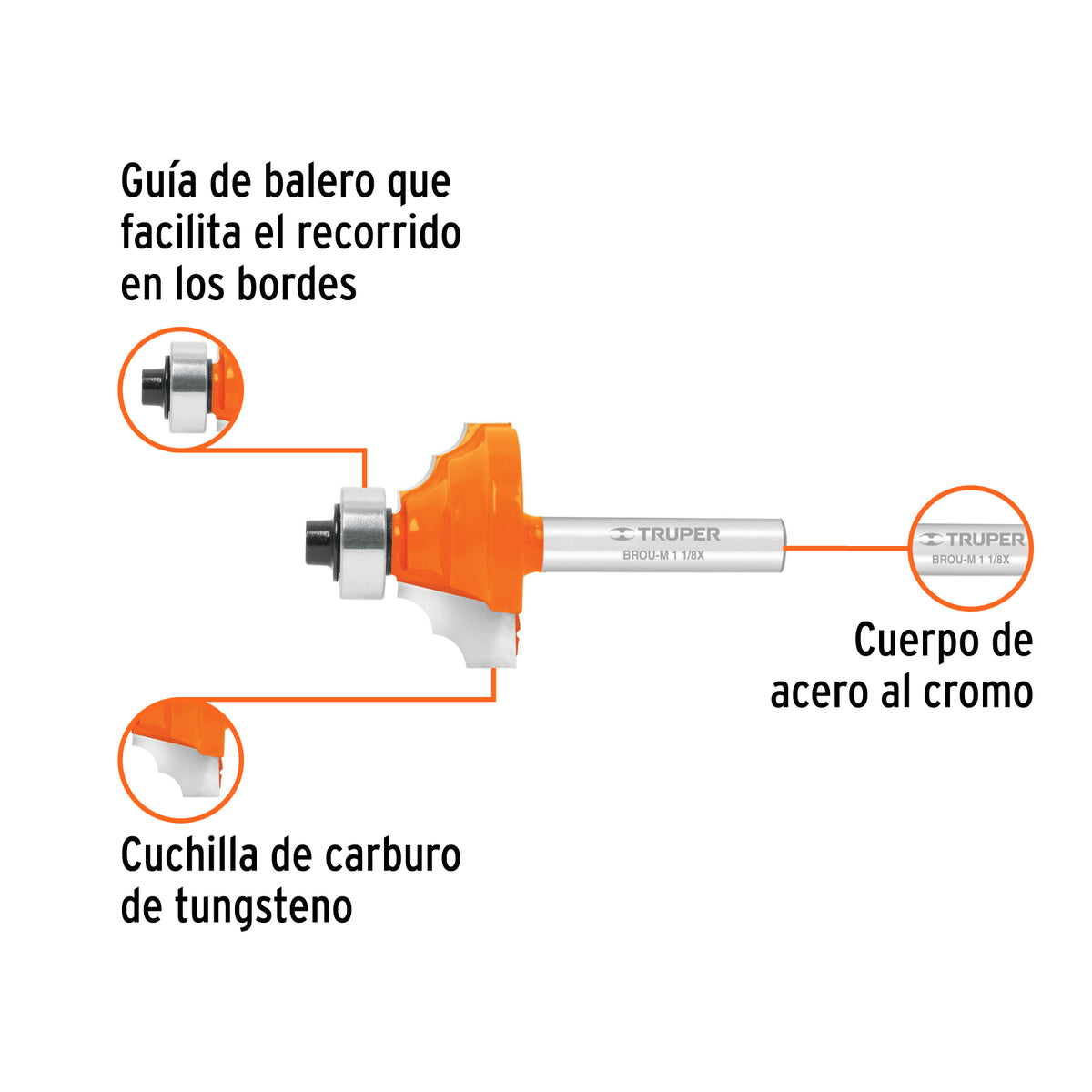 BROCA PARA ROUTER MOLDURA CLASICA CON BALERO TRUPER