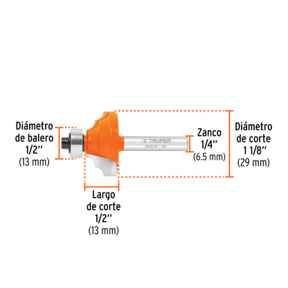 BROCA PARA ROUTER MOLDURA CLASICA CON BALERO TRUPER