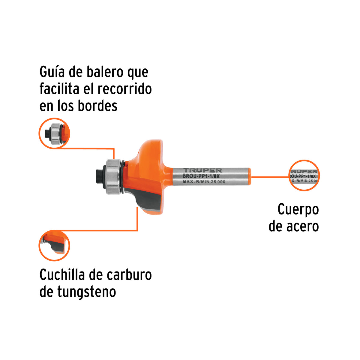 BROCA PARA ROUTER PECHO PALOMA CON BALERO TRUPER