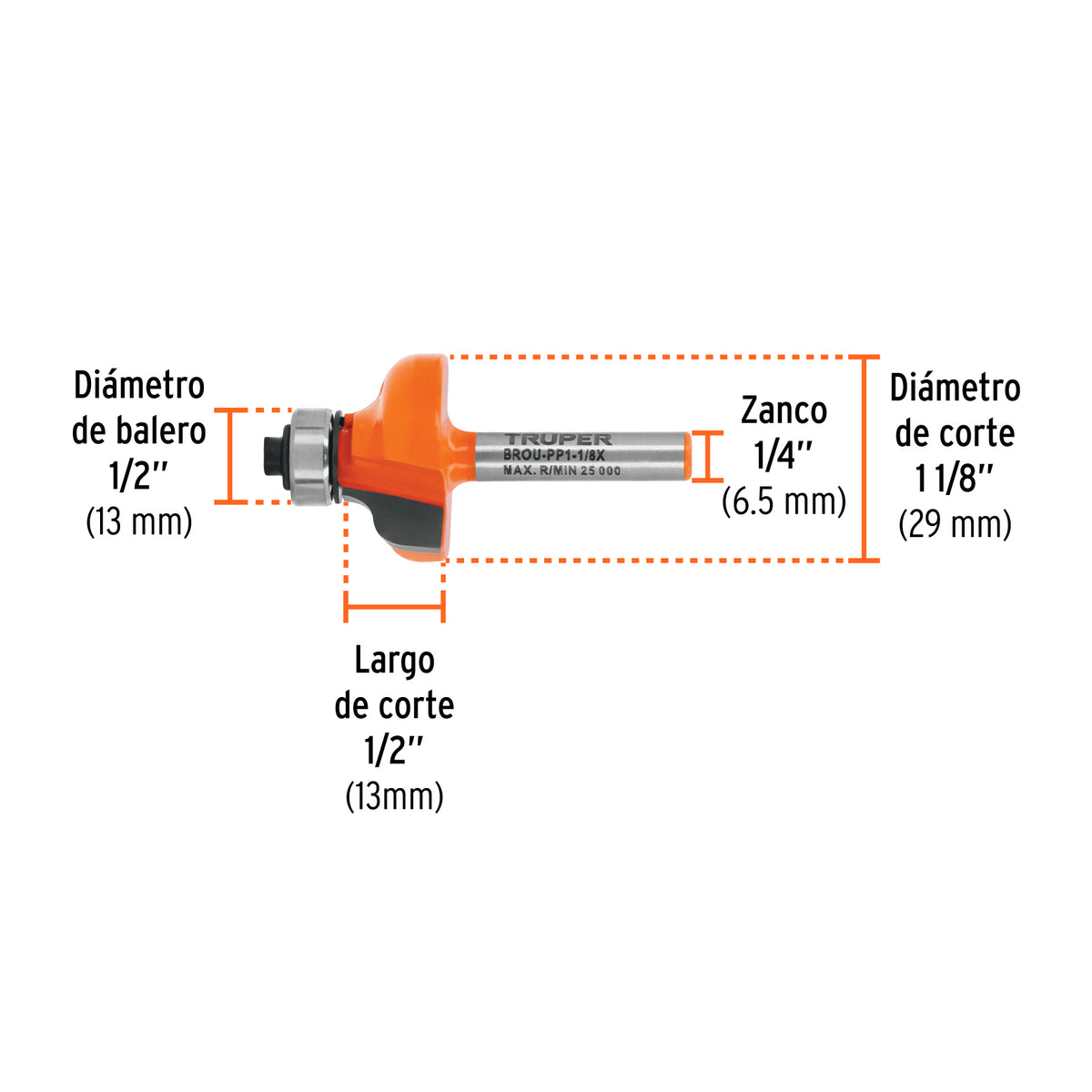 BROCA PARA ROUTER PECHO PALOMA CON BALERO TRUPER