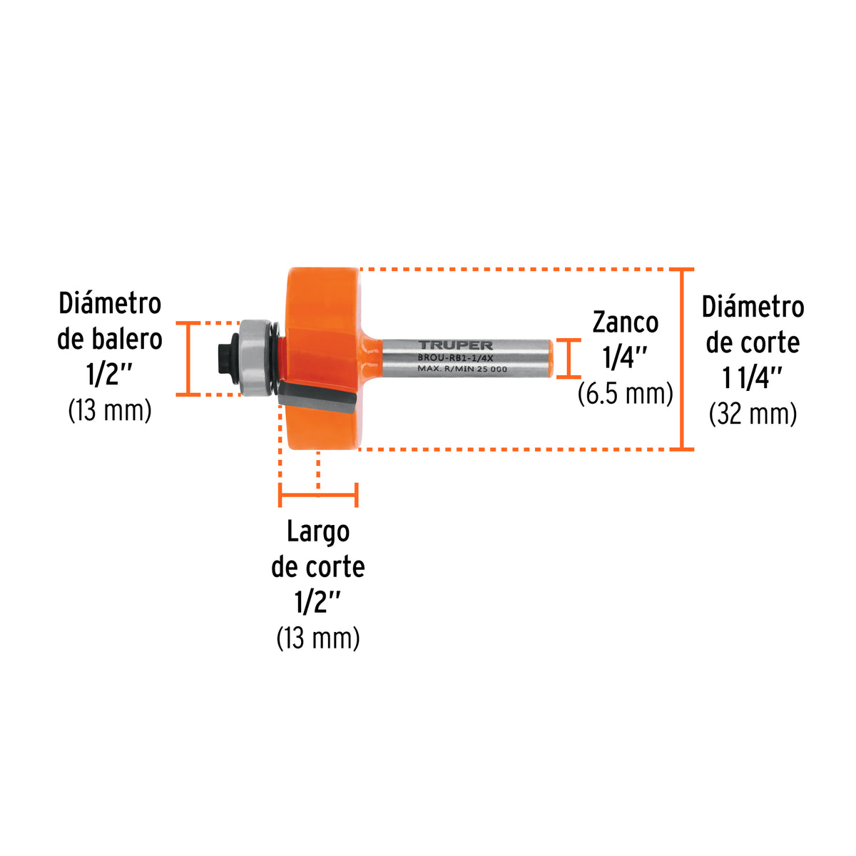 BROCA PARA ROUTER REBAJADOR 1-1/4 TRUPER