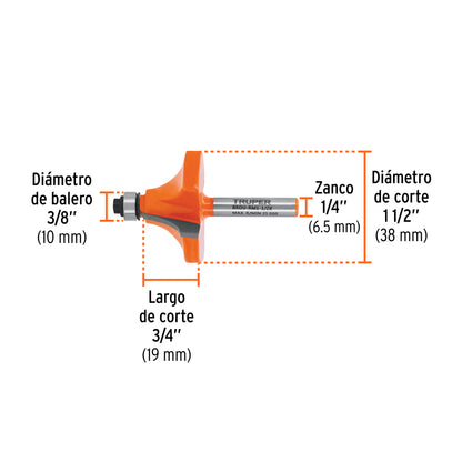 BROCA ROUTER 1-1/2X 3/4 TRUPER REDON/MOL DE BAL
