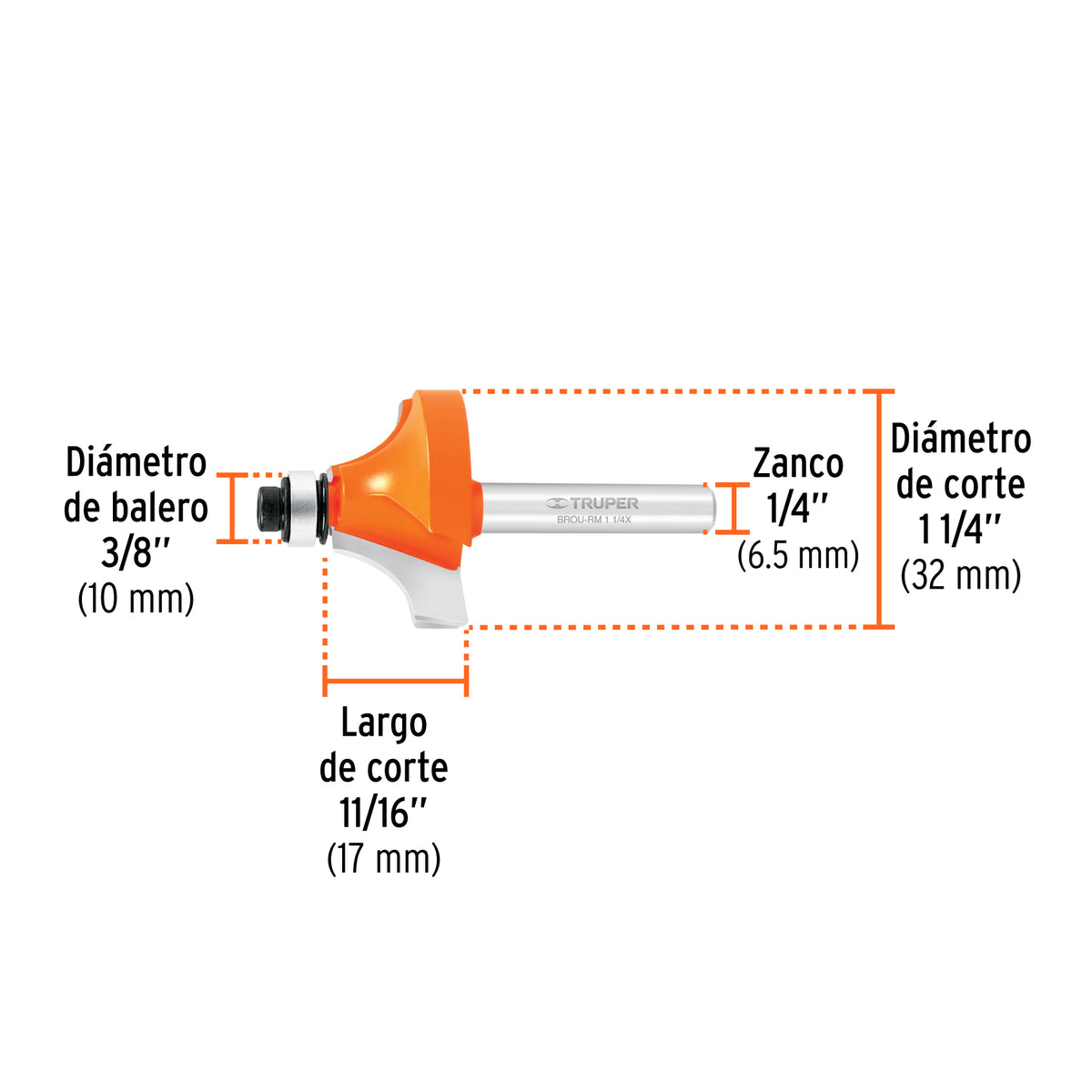 BROCA ROUTER 1-1/4 TRUPER REDONDEADOR