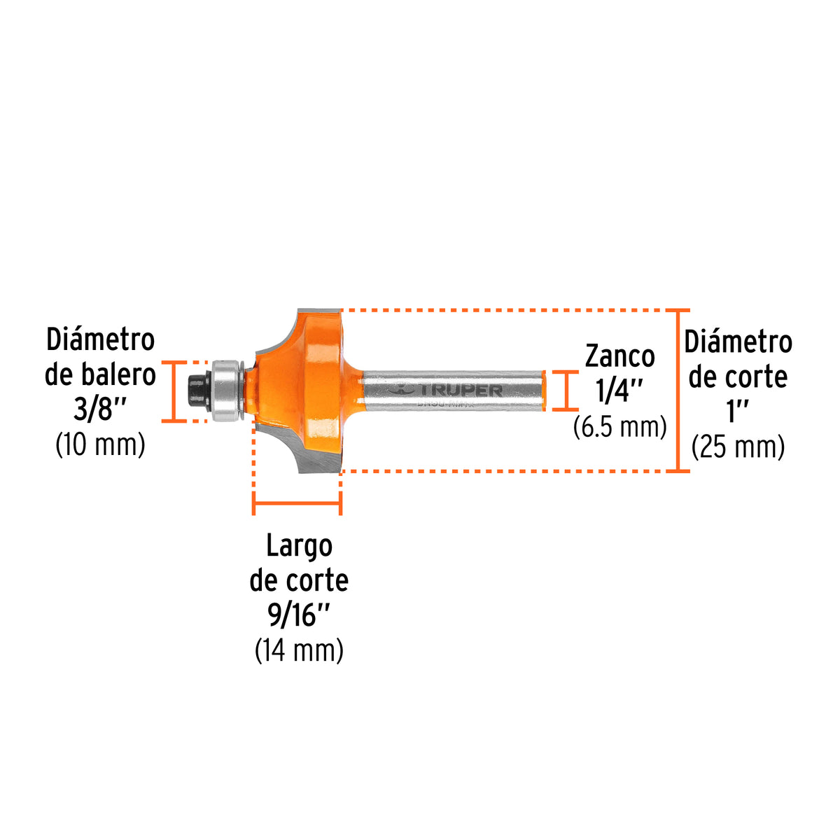 BROCA ROUTER 1X 1/2 TRUPER REDON/MOL DE BAL