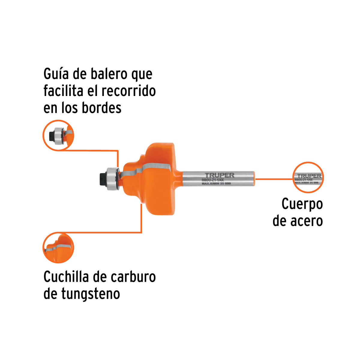 BROCA PARA ROUTER ZAFIRO CON BALERO TRUPER