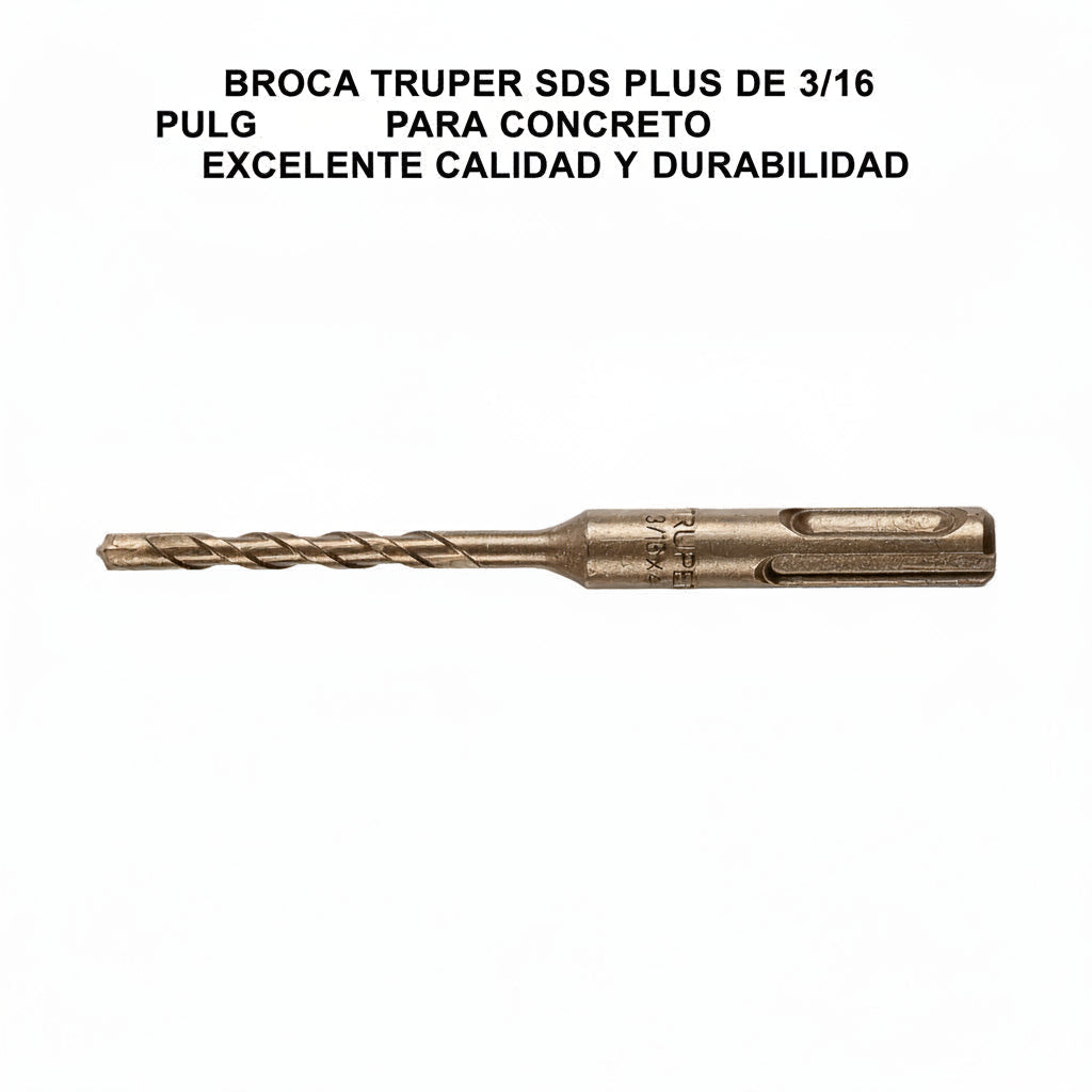 BROCA TRUPER SDS PLUS DE 3/16 PULGADAS PARA CONCRETO