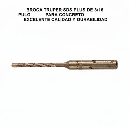 BROCA TRUPER SDS PLUS DE 3/16 PULGADAS PARA CONCRETO