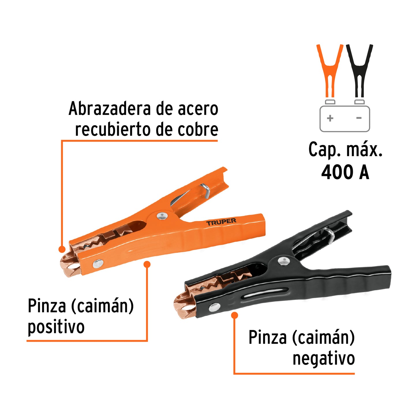 TENAZA PARA BATERIA TRUPER 6 AWG / 400 AMPERIOS