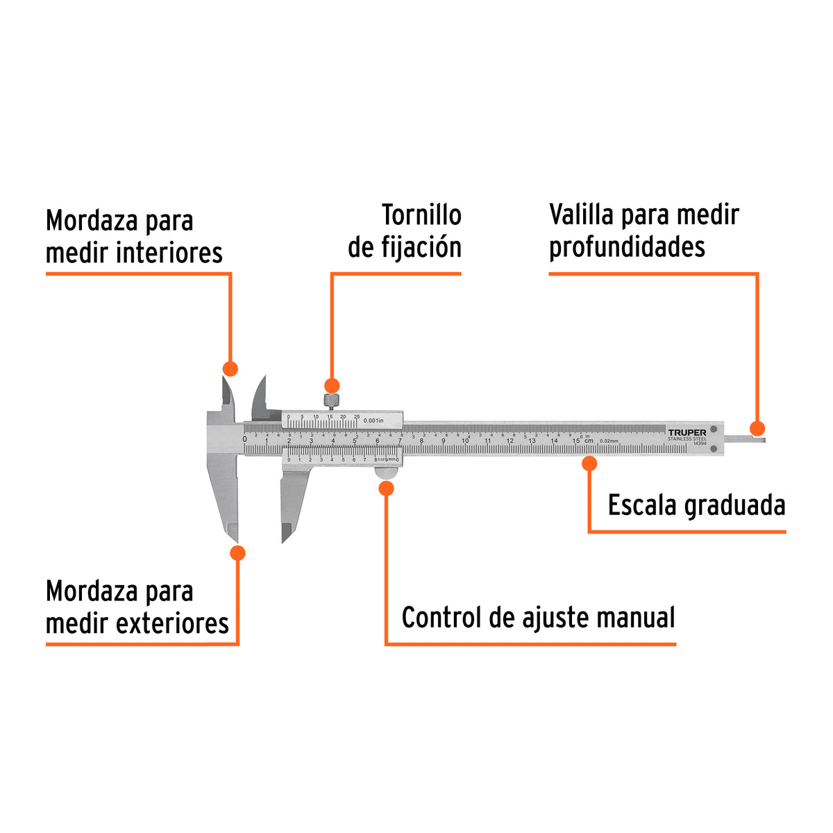 CALIBRADOR PIE DE REY 6"/150MM CAL-6MP TRUPER