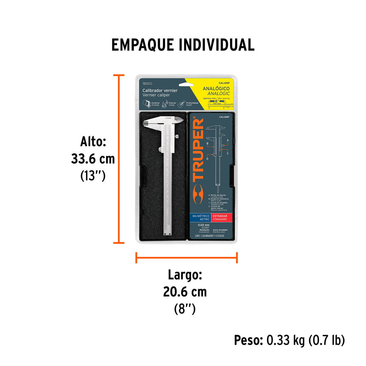 CALIBRADOR PIE DE REY 6"/150MM CAL-6MP TRUPER