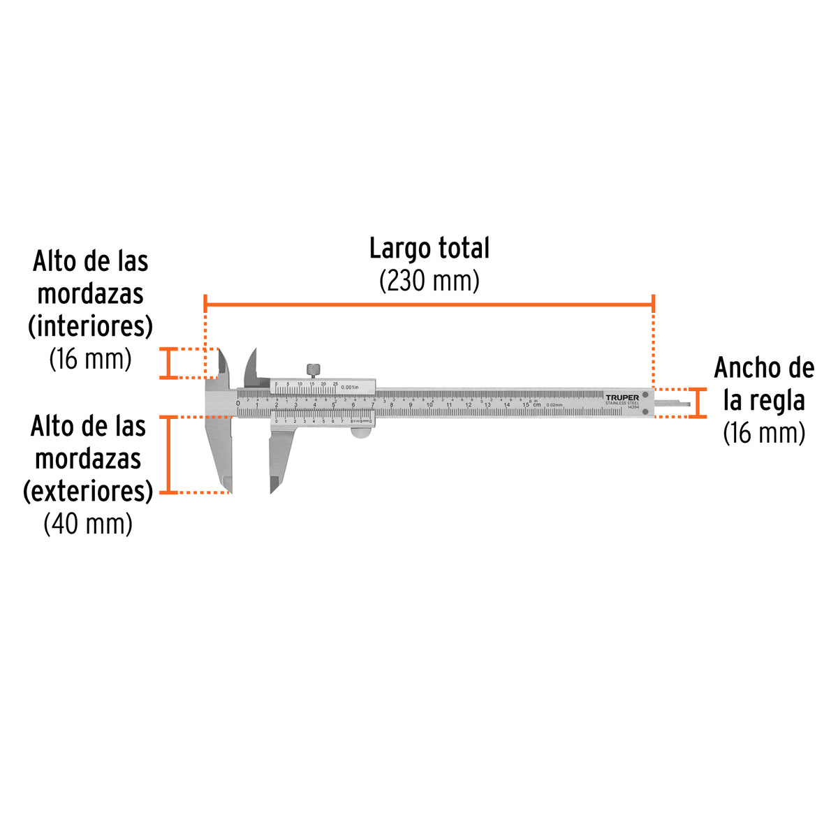 CALIBRADOR PIE DE REY 6"/150MM CAL-6MP TRUPER