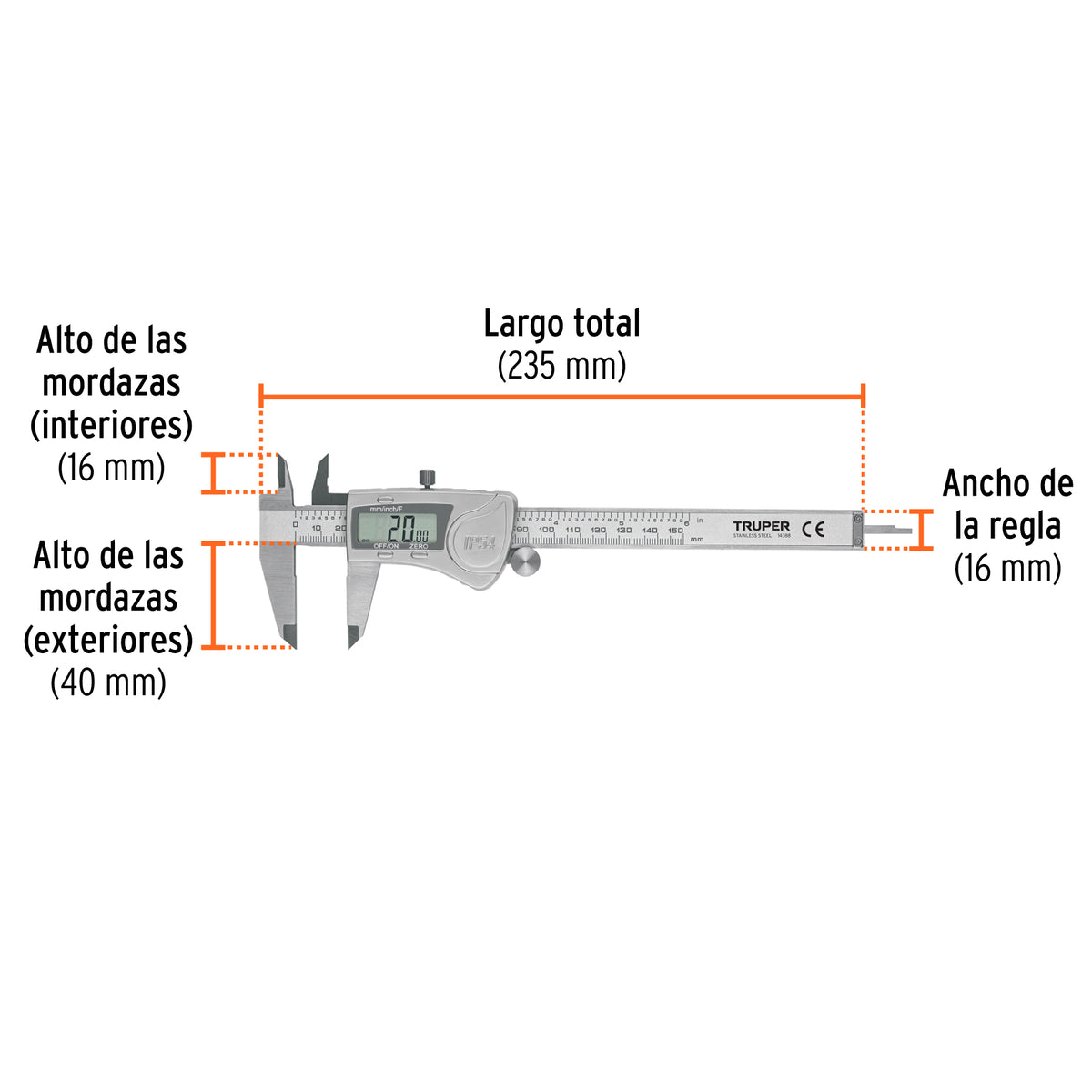 CALIBRADOR PIE DE REY 6"/150MM CALDI-6MP TRUPER DIGIT