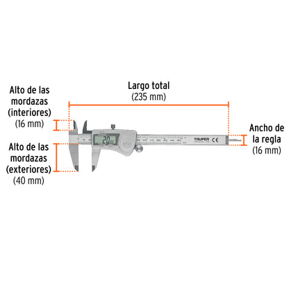 CALIBRADOR PIE DE REY 6"/150MM CALDI-6MP TRUPER DIGIT