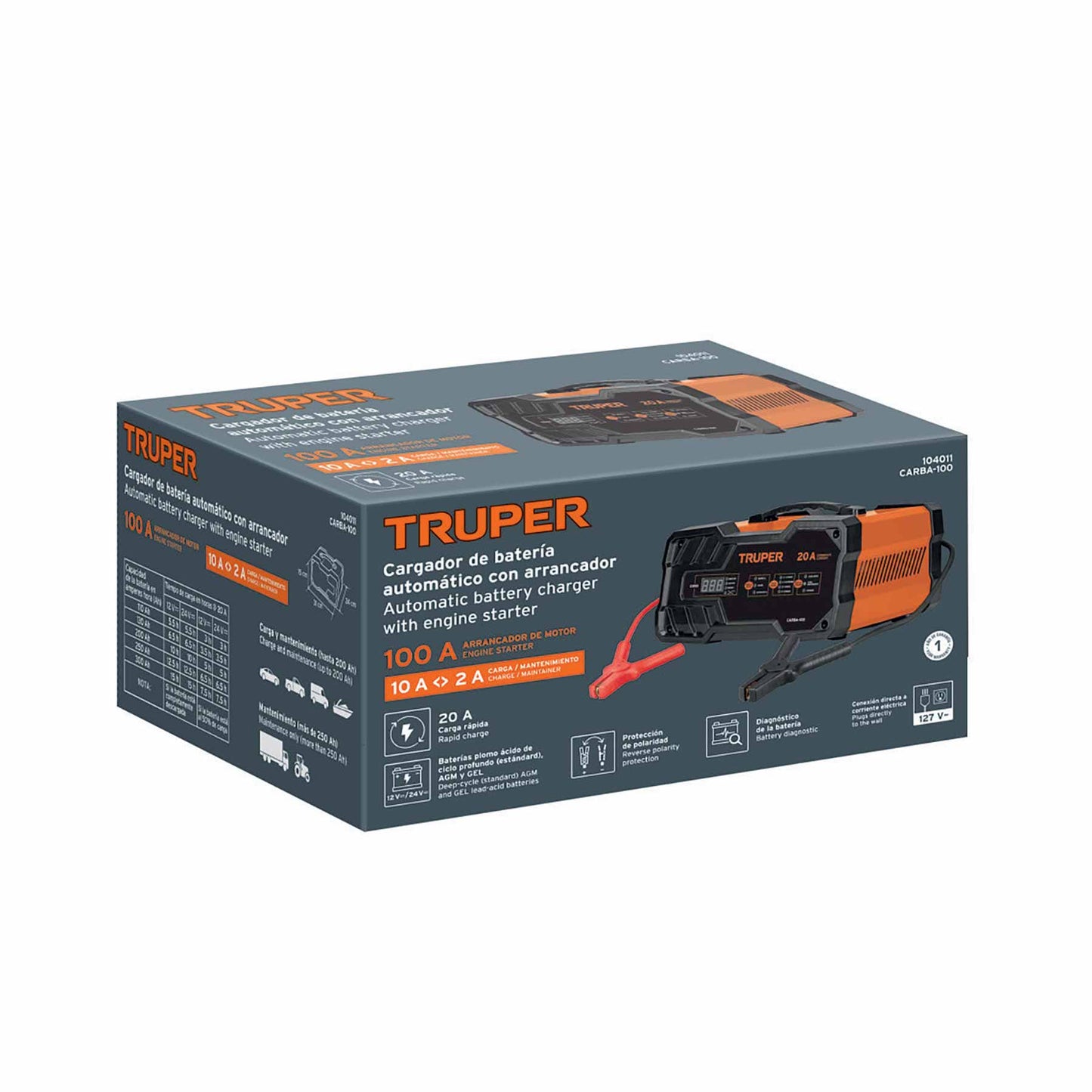 CARGADOR DE BATERIA TRUPER DE 100A 12-24V