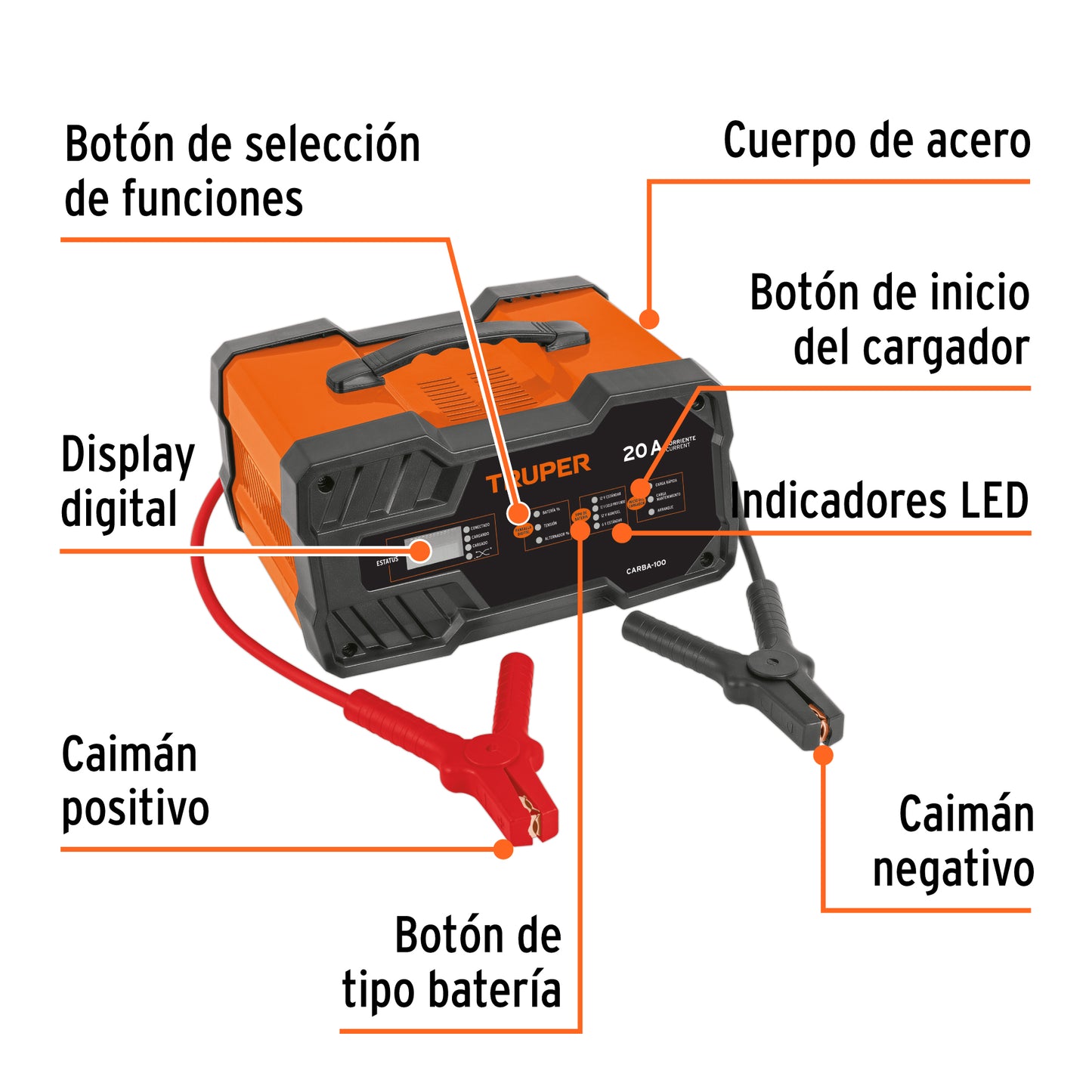 CARGADOR DE BATERIA TRUPER DE 100A 12-24V