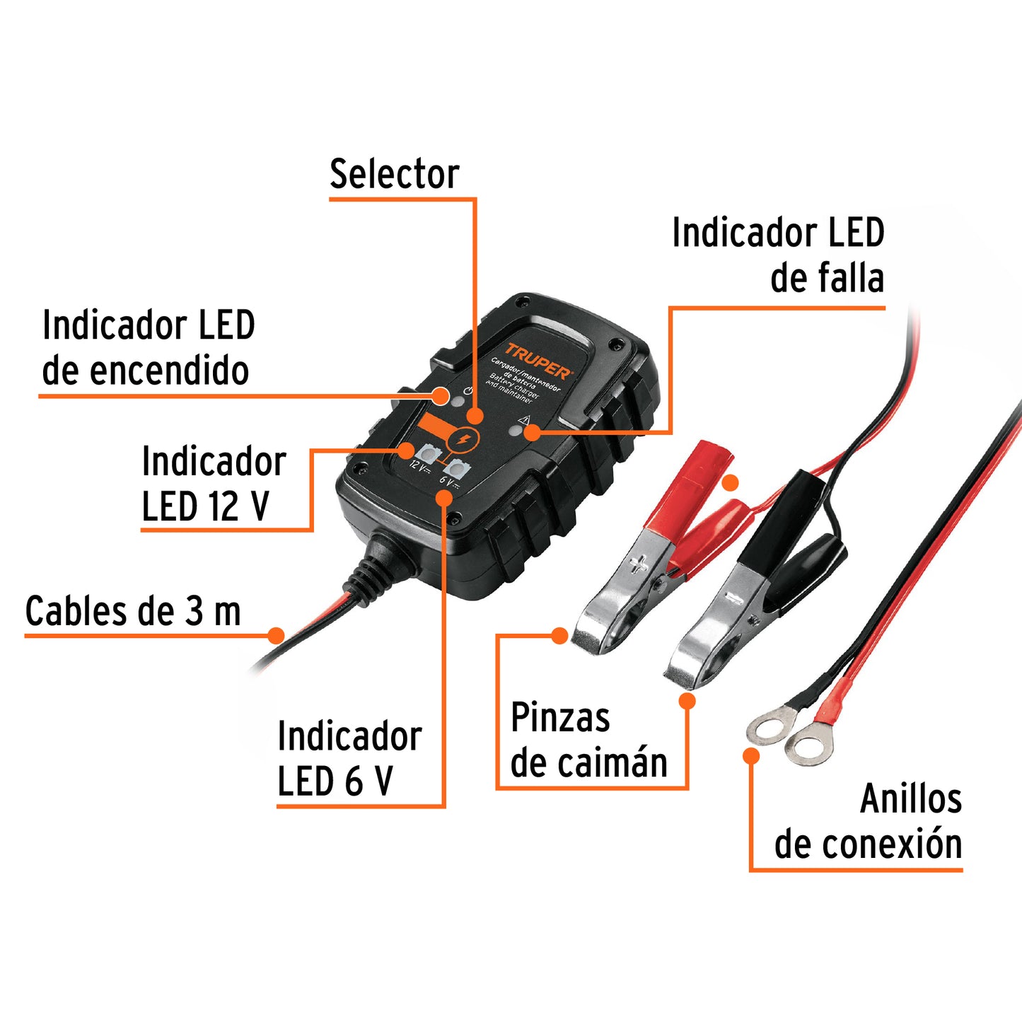 CARGADOR DE BATERIA TRUPER DE MINI 1A 6-12V