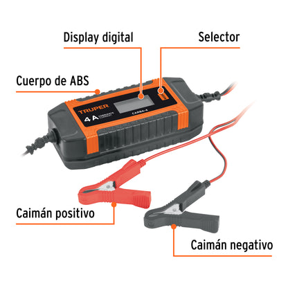 CARGADOR DE BATERIA TRUPER DE 4A 6-12V