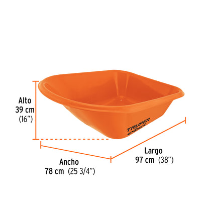 CARRETA TRUPER DESARMADA PLASTICA PARA GRANOS CAT-60PLX ANARANJADA