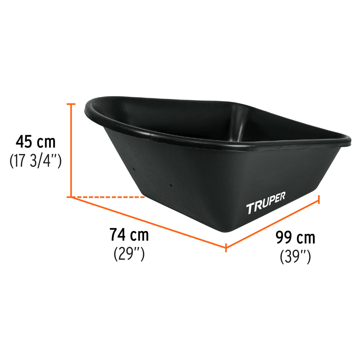 CARRETA TRUPER DESARMADA PLASTICA PARA GRANOS CAT-60PL NEGRA