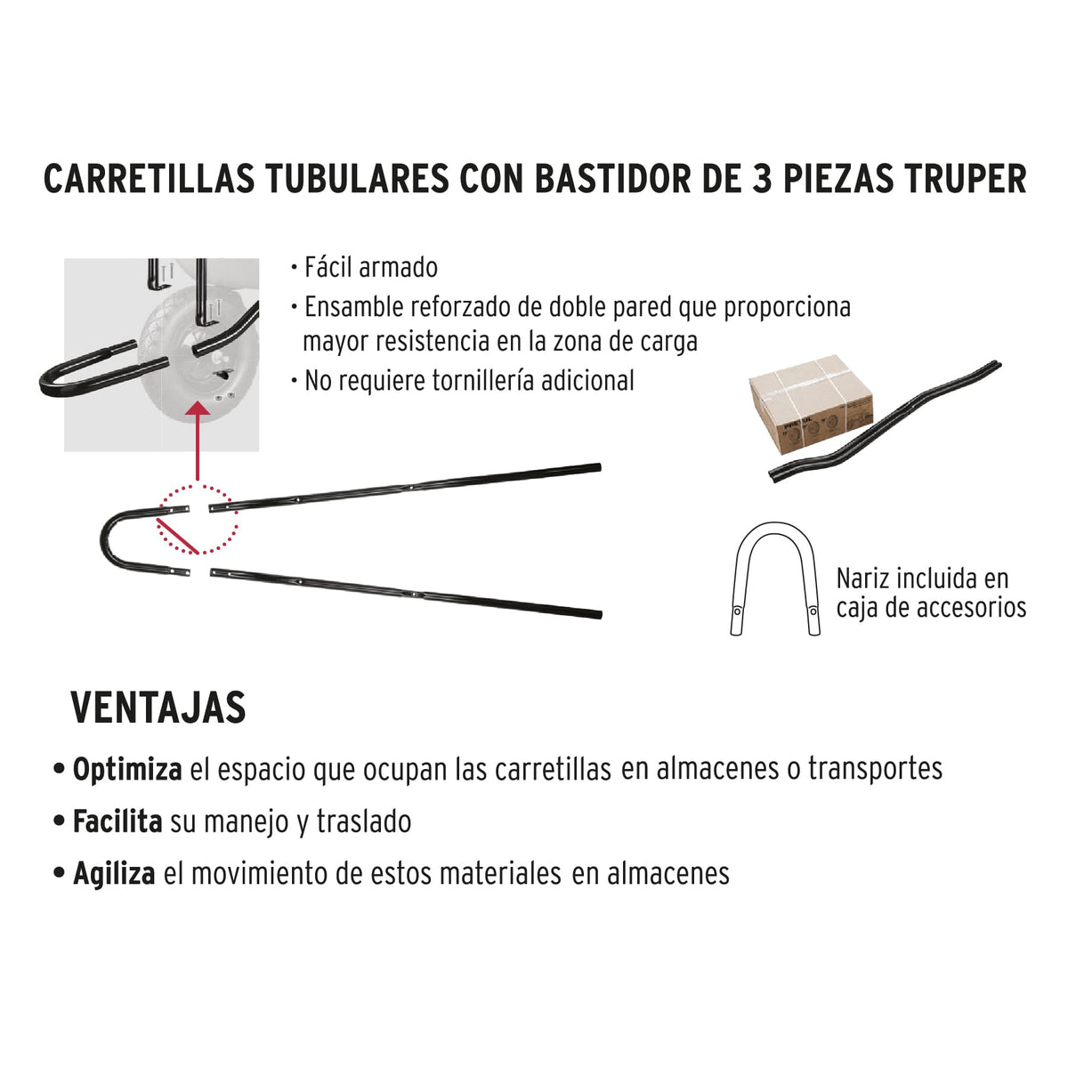 CARRETA TRUPER DESARMADA PLASTICA PARA GRANOS CAT-60PL NEGRA