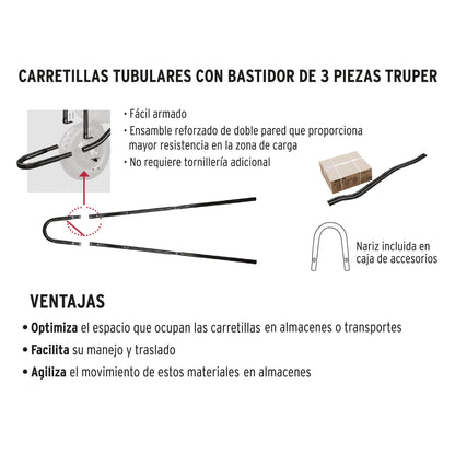 CARRETA TRUPER DESARMADA PLASTICA PARA GRANOS CAT-60PL NEGRA