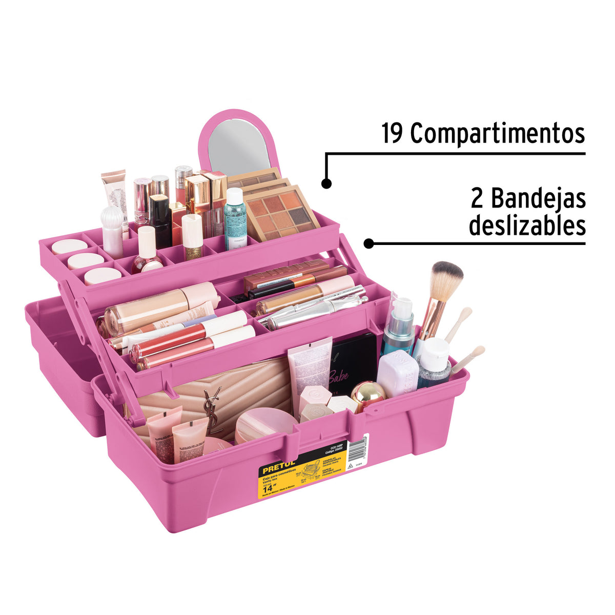 CAJA PRETUL COSMETIQUERA 14 CCO-14RP ROSA/MORADA