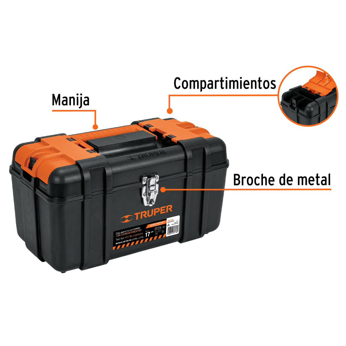 CAJA PARA HERRAMIENTAS CON COMPARTIMIENTOS TRUPER CHP-17XC NEGRA INDUSTRIAL