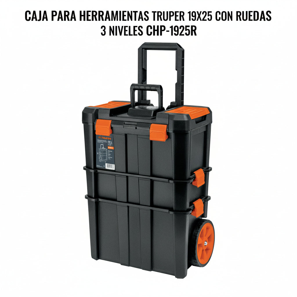 CAJA PARA HERRAMIENTAS TRUPER 19X25 CON RUEDAS 3 NIVELES CHP-1925R
