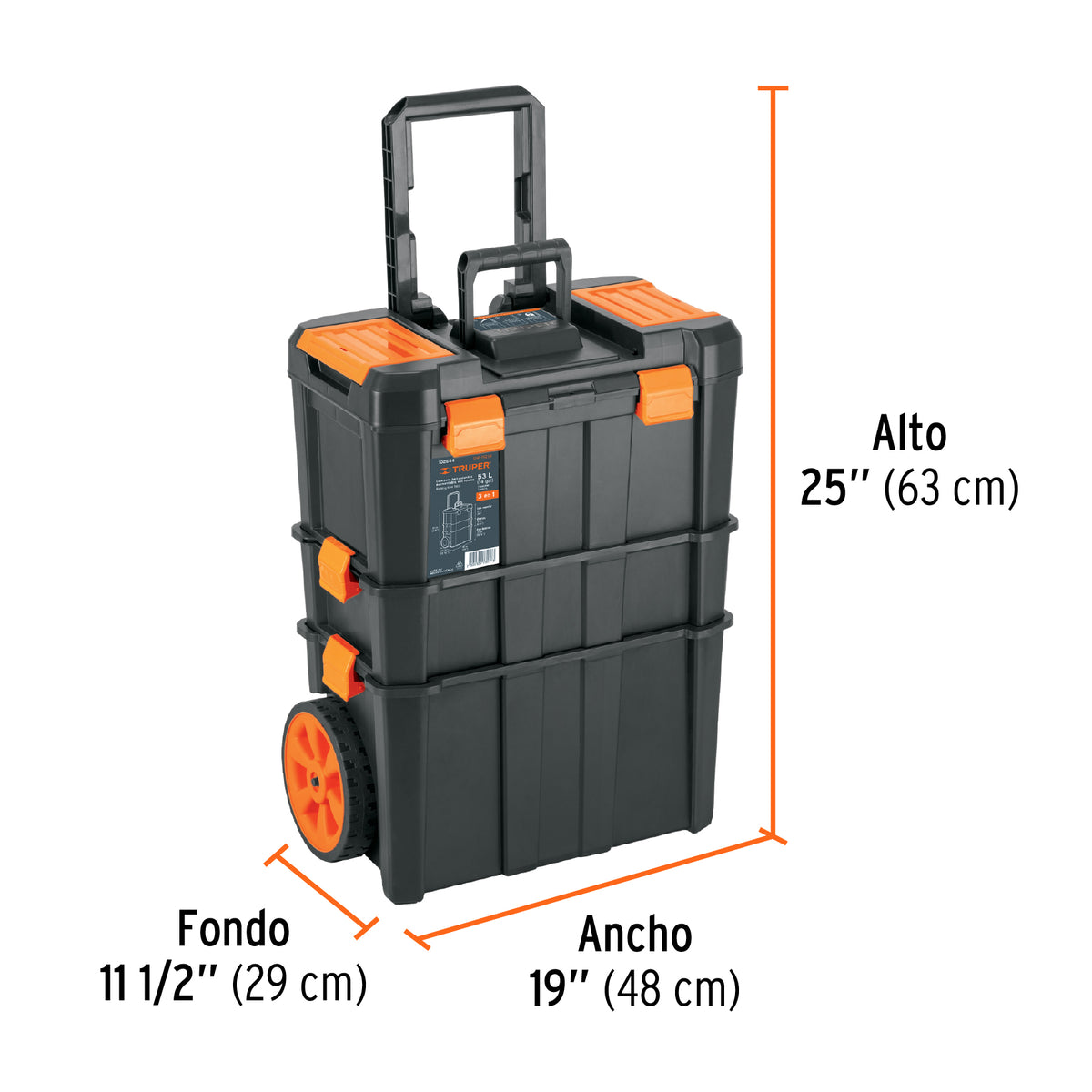 CAJA PARA HERRAMIENTAS TRUPER 19X25 CON RUEDAS 3 NIVELES CHP-1925R