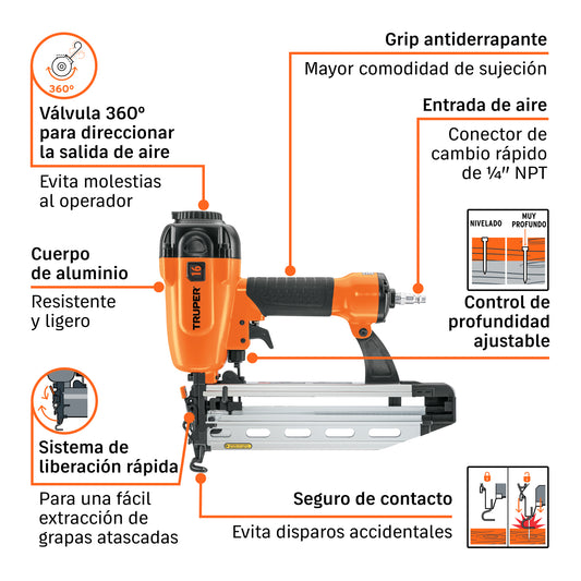MAQUINA PARA CLAVAR NEUMAT CAL.16 TRUPER CLNE-16
