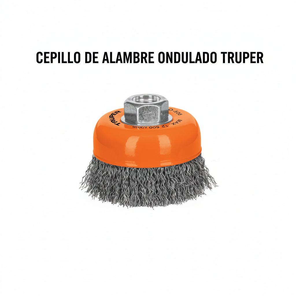 CEPILLO DE ALAMBRE TRUPER TIPO COPA 3 5/8-11 0.30MM ONDULADO