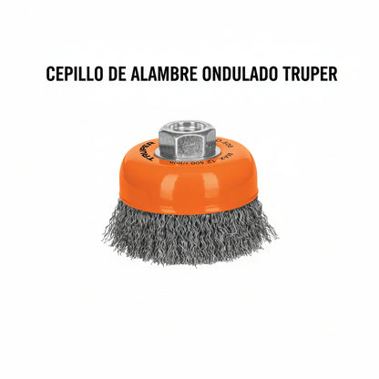 CEPILLO DE ALAMBRE TRUPER TIPO COPA 3 5/8-11 0.30MM ONDULADO
