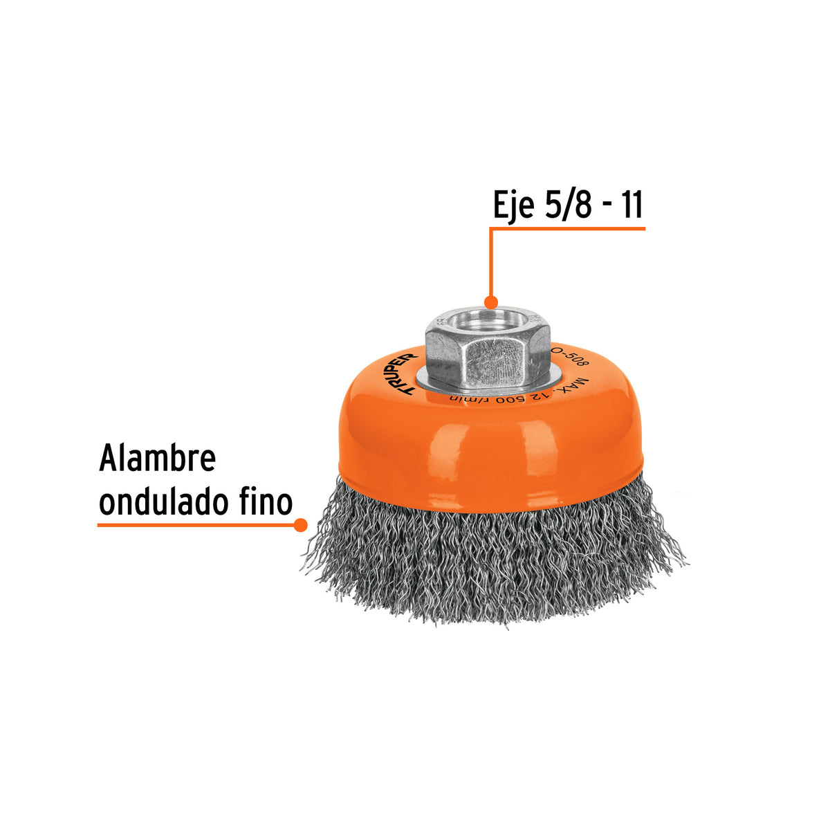 CEPILLO DE ALAMBRE TRUPER TIPO COPA 3 5/8-11 0.30MM ONDULADO