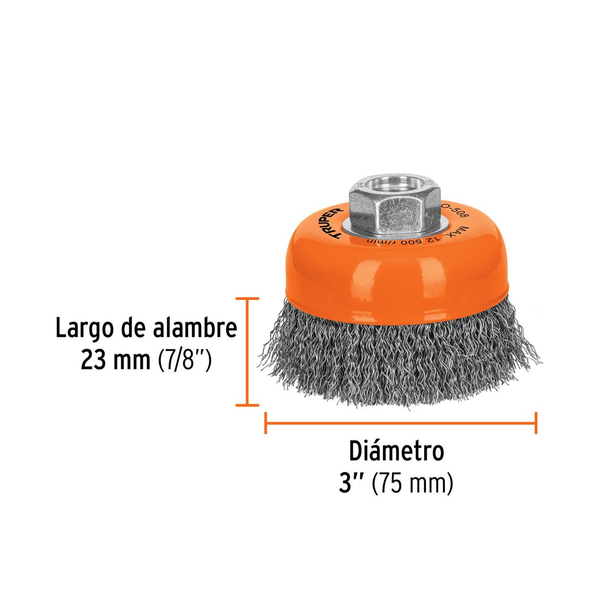 CEPILLO DE ALAMBRE TRUPER TIPO COPA 3 5/8-11 0.30MM ONDULADO