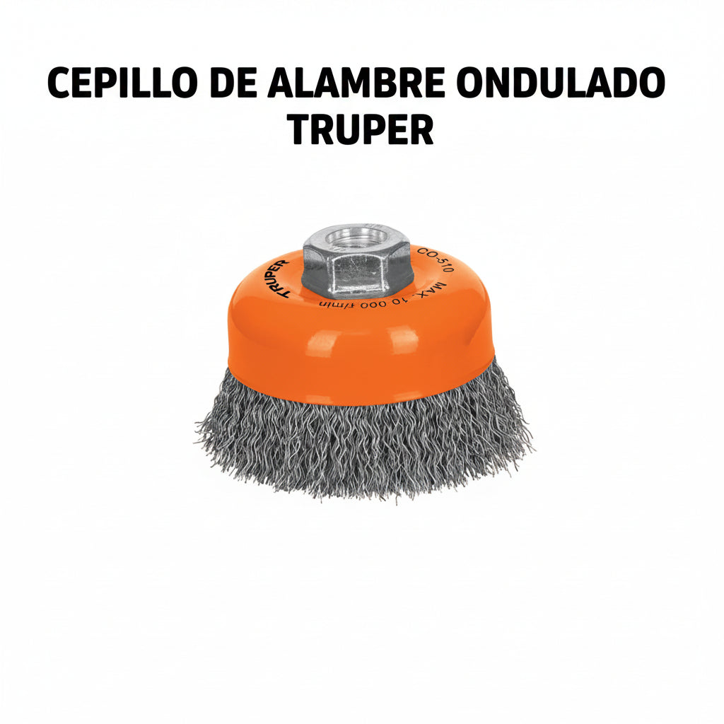 CEPILLO DE ALAMBRE TRUPER TIPO COPA 4 5/8-11 0.5MM ONDULADO