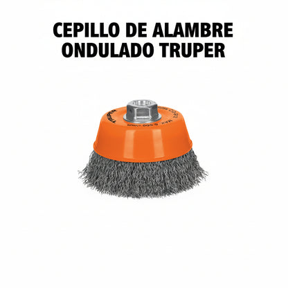 CEPILLO DE ALAMBRE TRUPER TIPO COPA 5 5/8-11 0.35MM ONDULADO
