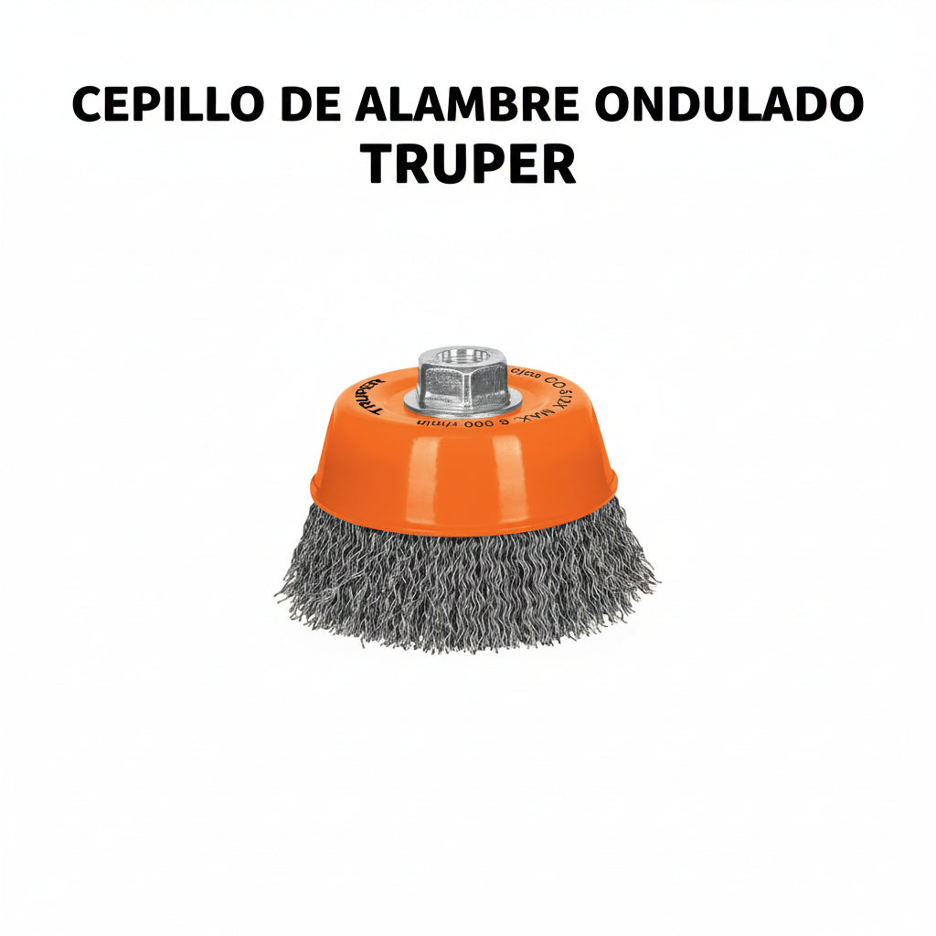 CEPILLO DE ALAMBRE TRUPER TIPO COPA 5 5/8-11 0.5MM ONDULADO