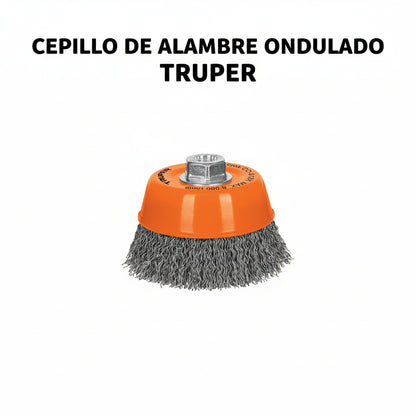 CEPILLO DE ALAMBRE TRUPER TIPO COPA 5 5/8-11 0.5MM ONDULADO