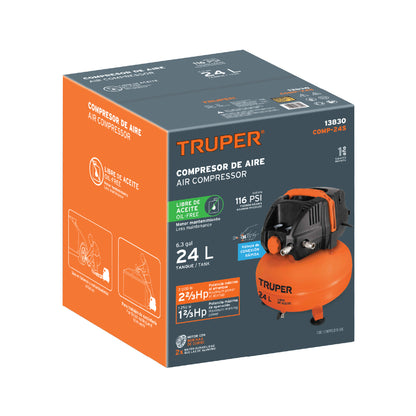 COMPRESOR DE AIRE COMP-24S SIN ACEITE 24-LITROS TRUPER