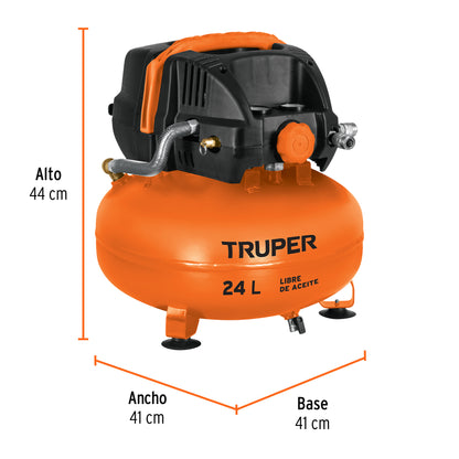 COMPRESOR DE AIRE COMP-24S SIN ACEITE 24-LITROS TRUPER
