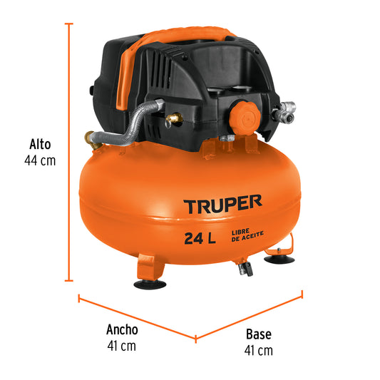 COMPRESOR DE AIRE COMP-24S SIN ACEITE 24-LITROS TRUPER