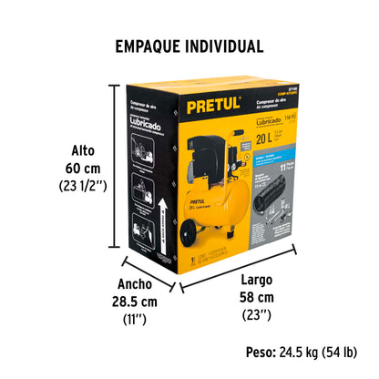 COMPRESOR DE AIRE CON ACCESORIOS COMP-KIT20P2 PRETUL 2-1/2HP