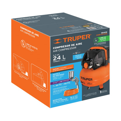 COMPRESOR DE AIRE COMP-KIT24S CON MANGUERA VASO 24-LT TRUPER